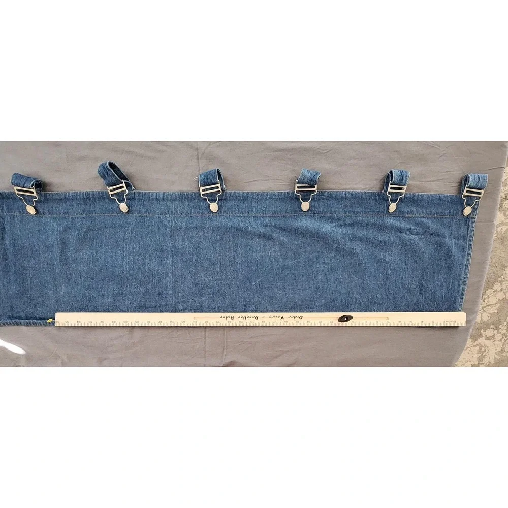 Denim Curtain Valance Panel Overall‎ Tab Top Rustic Farmhouse Decor Window